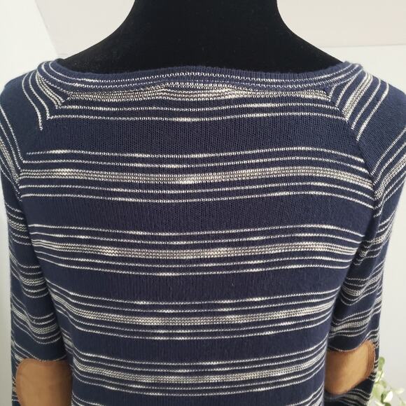 Mine by Anthropologie Blue and White Striped Button High Low Tunic Top Small - Picture 9 of 11